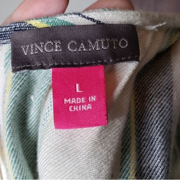 Vince Camuto Linen Blend Striped Daybreak Cropped Jumpsuit Size Large - Picture 6 of 7